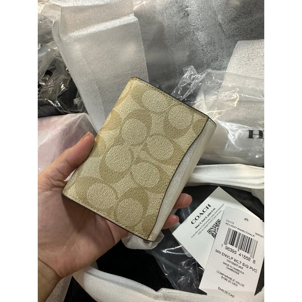 ORIG & IMPORTED CCH Mini Envelope Wallet With Strap Small Sling Black Brown Light Khaki