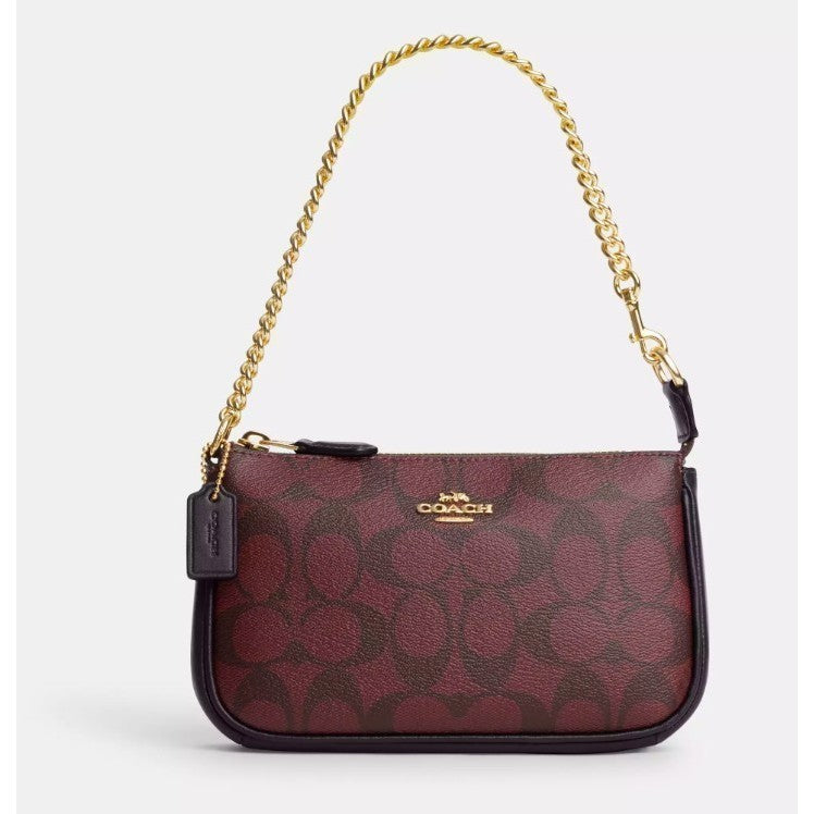 ORIG & IMPORTED CCH Nolita 19 In Signature Canvas Oxblood Red Small Bag Wristlet Chain Strap