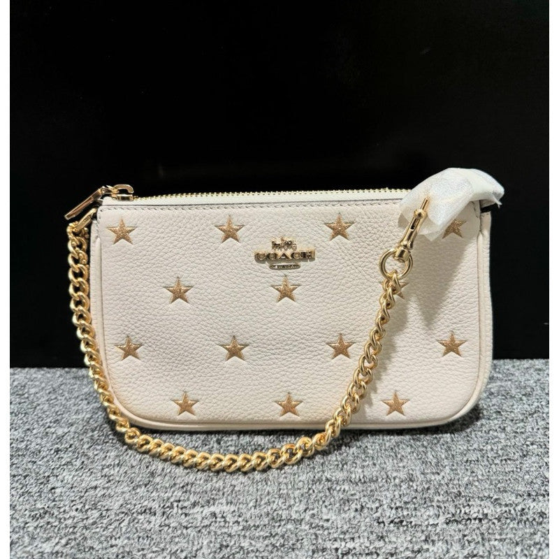 ORIG & IMPORTED CCH Nolita 19 With Star Print Small Shoulder Bag White Chain