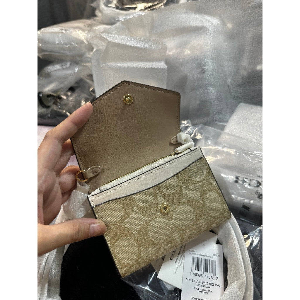 ORIG & IMPORTED CCH Mini Envelope Wallet With Strap Small Sling Black Brown Light Khaki