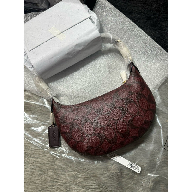ORIG & IMPORTED CCH Mini Payton In Signature Canvas Maroon Brown Hobo Shoulder KiliKili Bag