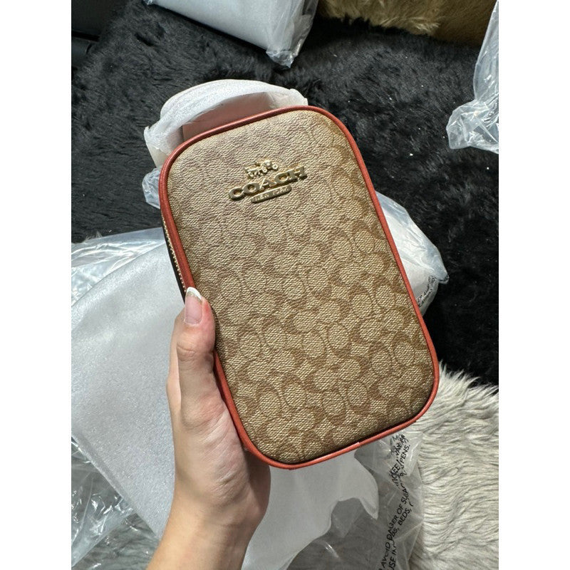 ORIG & IMPORTED CCH Eva Phone Mini Bag in Khaki/Terracotta Brown