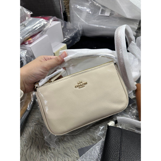 ORIG & IMPORTED C0@CH Nolita 19 Small Shoulder Bag in PEARL WHITE