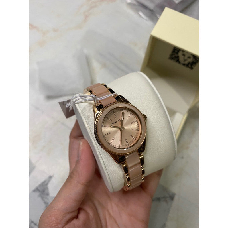 ORIG & IMPORTED AK Klein Women's Rose Gold-Tone and Light Pink Resin Bracelet Watch AK/3212LPRG