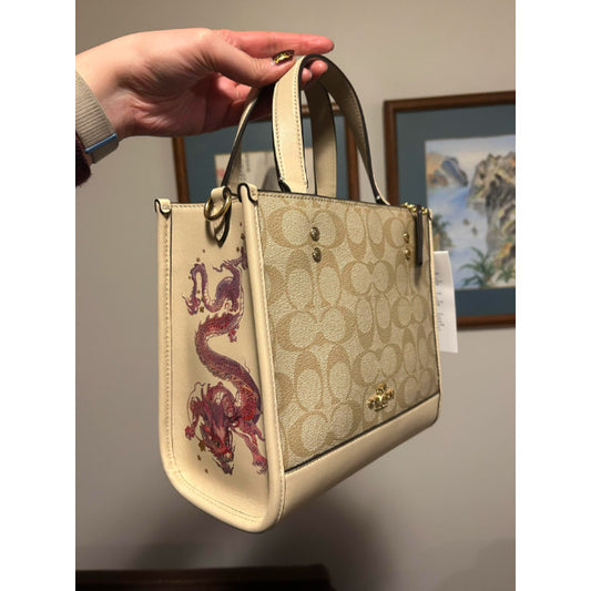 ORIG & IMPORTED CCH New Year Dempsey Tote 22 With Dragon Beige Bag