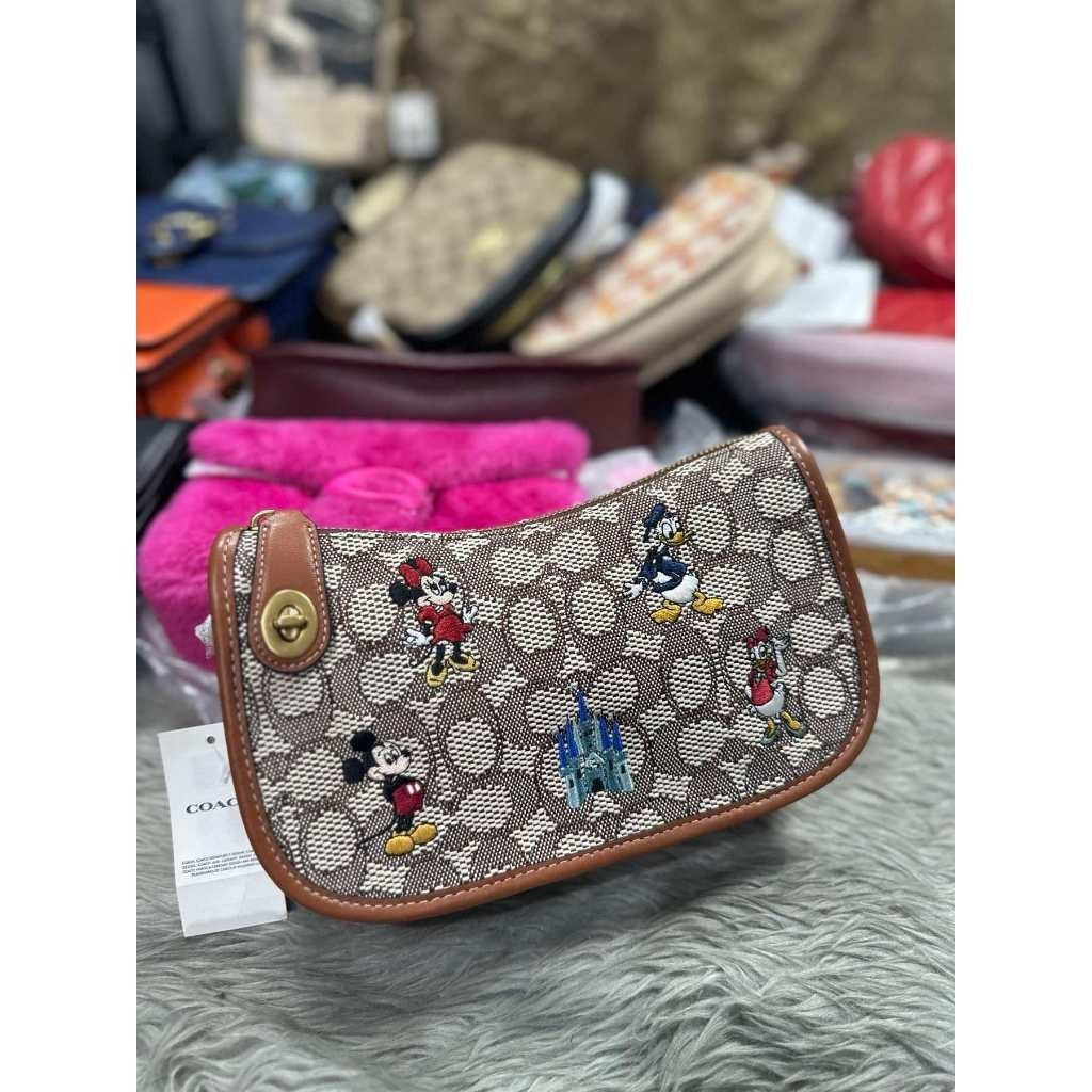 ORIG & IMPORTED CCH Swinger Brown Bag In Signature Textile Jacquard Mickey Mouse
