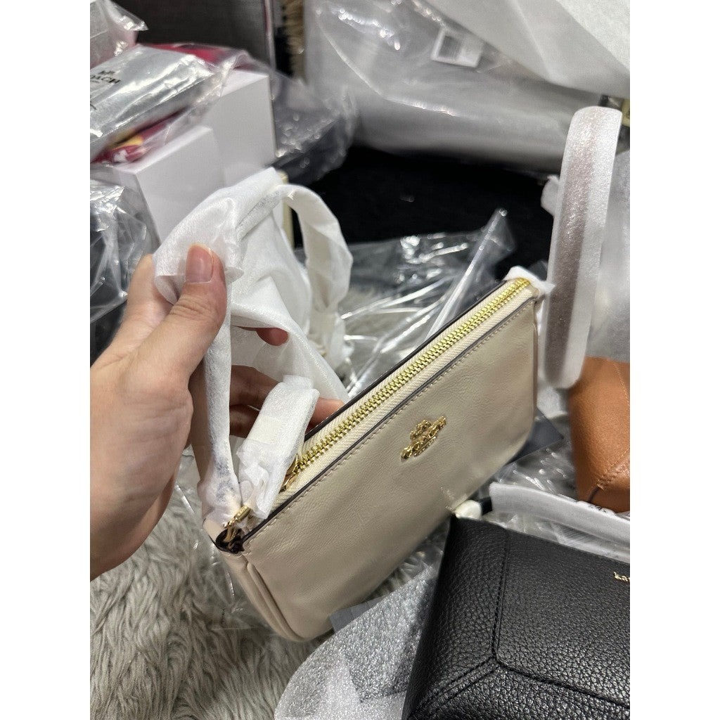 ORIG & IMPORTED C0@CH Nolita 19 Small Shoulder Bag in PEARL WHITE