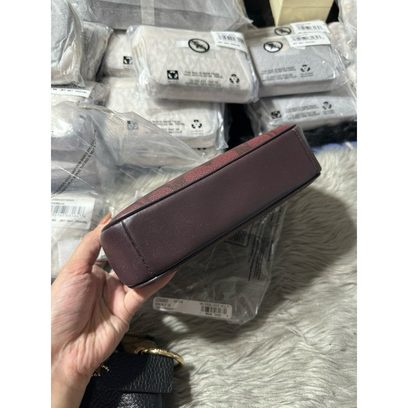ORIG & IMPORTED CCH Nolita 19 In Signature Canvas Oxblood Red Small Bag Wristlet Chain Strap