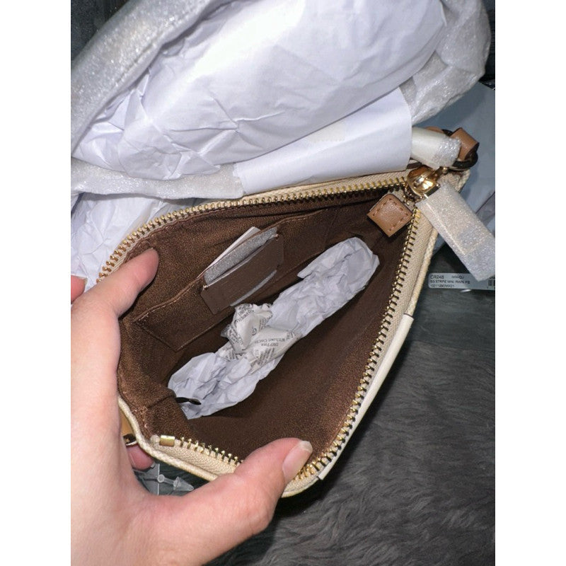 ORIG & IMPORTED CCH Mini Rowan File Bag In White Signature Canvas With Stripe