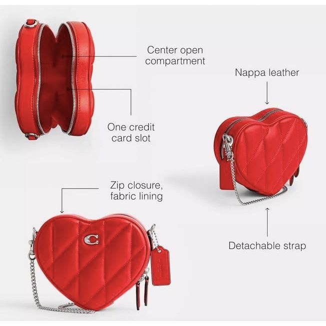 ORIG & IMPORTED CCH Retail Heart Pillow Quilted Crossbody Mini Red Bag