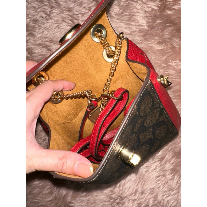 ORIG & IMPORTED CCH Mini Convertible Backpack Red Leather Bag