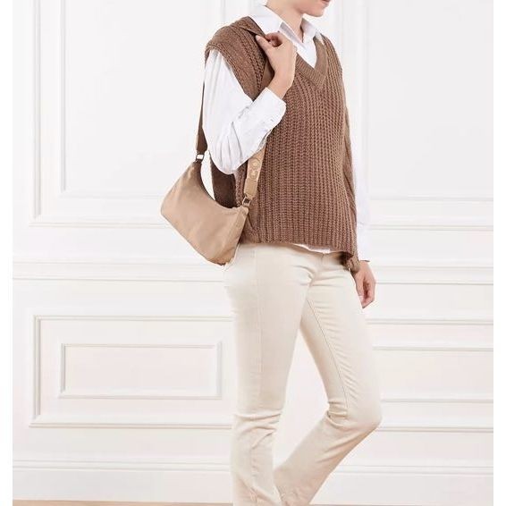 ORIG & IMPORTED LCT Nylon Crossbody Hobo Bag Beige