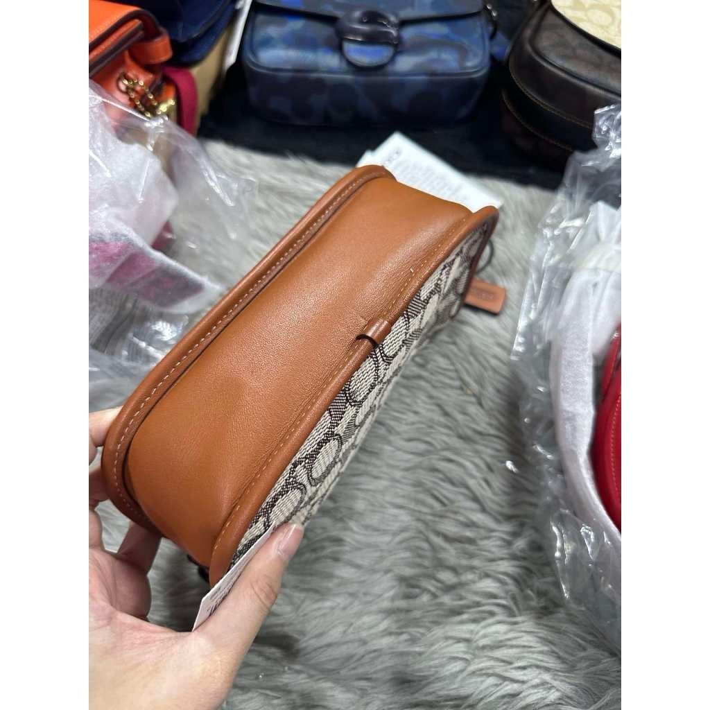 ORIG & IMPORTED CCH Retail Swinger 20 In Signature Jacquard With Varsity Patches Small Brown Bag