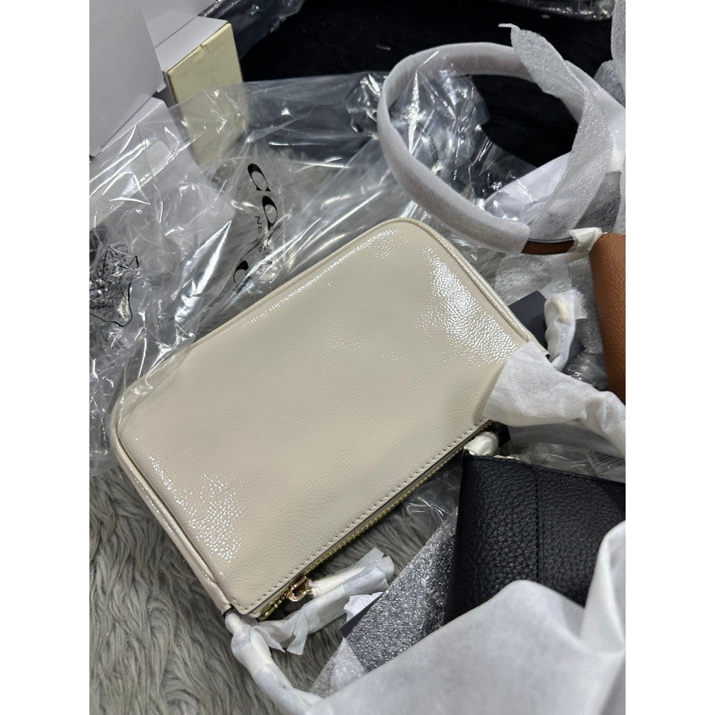 ORIG & IMPORTED C0@CH Nolita 19 Small Shoulder Bag in PEARL WHITE