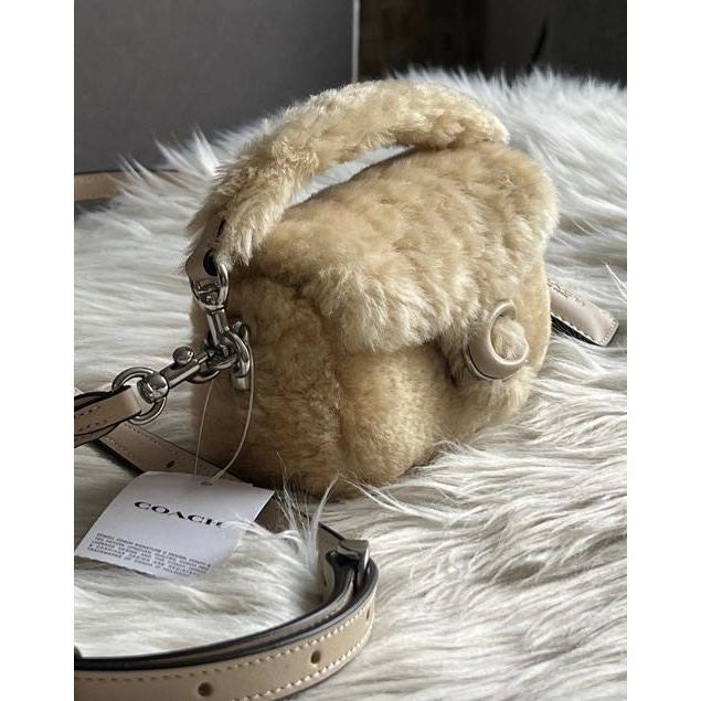 ORIG & IMPORTED CCH Retail Tabby 12 In Shearling Cream White Mini Bag