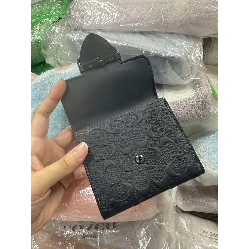 ORIG & IMPORTED CCH  Small Slim Morgan Wallet In Signature Leather Blue Green