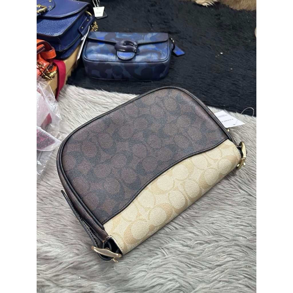 ORIG & IMPORTED CCH Macie Saddle Bag In Blocked Signature Canvas Khaki Brown