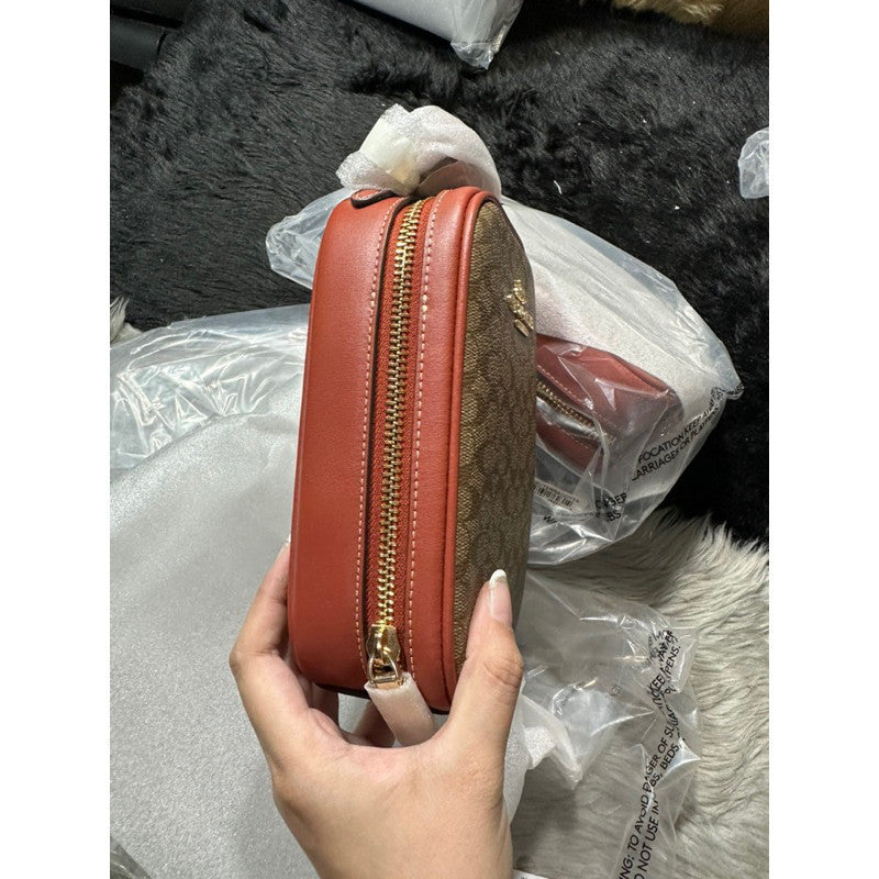 ORIG & IMPORTED CCH Eva Phone Mini Bag in Khaki/Terracotta Brown