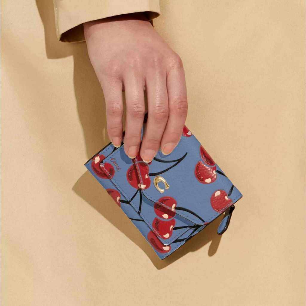 ORIG & IMPORTED CCH Wyn Small Wallet With Cherry Print (White & Blue)