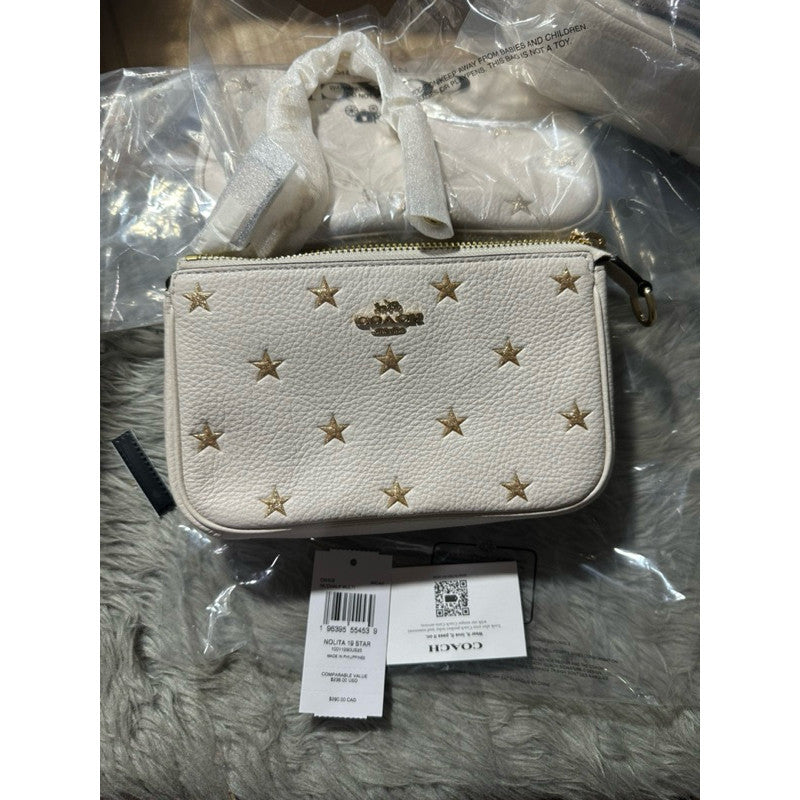 ORIG & IMPORTED CCH Nolita 19 With Star Print Small Shoulder Bag White Chain