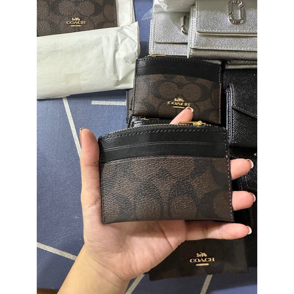 ORIG & IMPORTED CCH Shaped Card Case Coin Small Wallet In Signature Canvas Brown Black