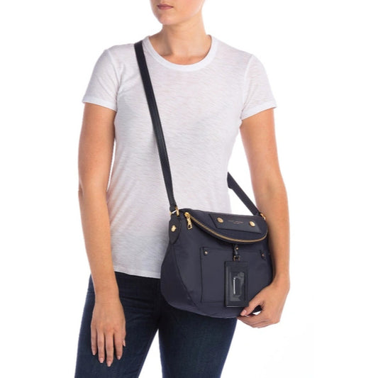 AUTHENTIC Marc J MJ Preppy Natasha Nylon Crossbody Bag Black Brown