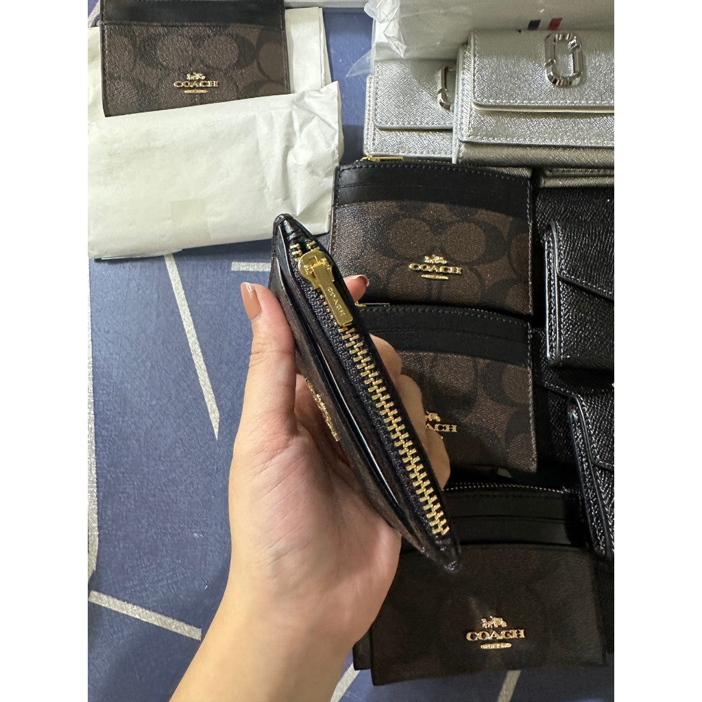 ORIG & IMPORTED CCH Shaped Card Case Coin Small Wallet In Signature Canvas Brown Black