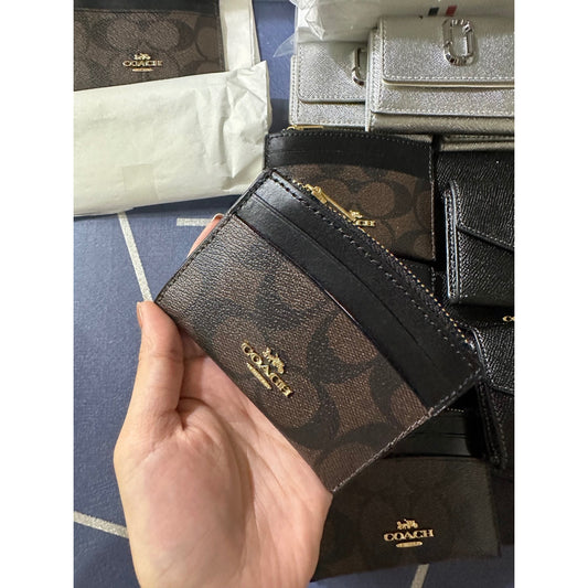 ORIG & IMPORTED CCH Shaped Card Case Coin Small Wallet In Signature Canvas Brown Black
