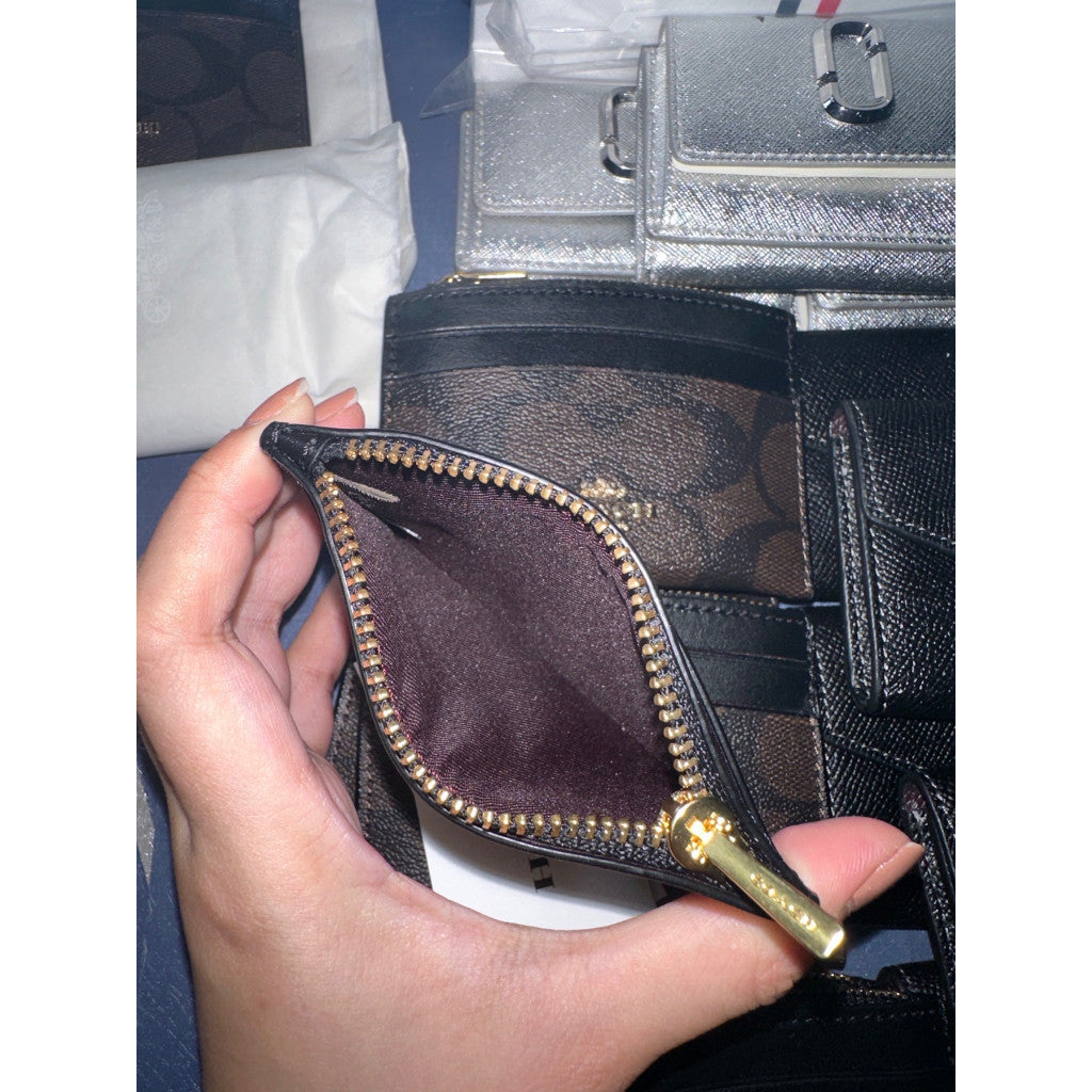 ORIG & IMPORTED CCH Shaped Card Case Coin Small Wallet In Signature Canvas Brown Black
