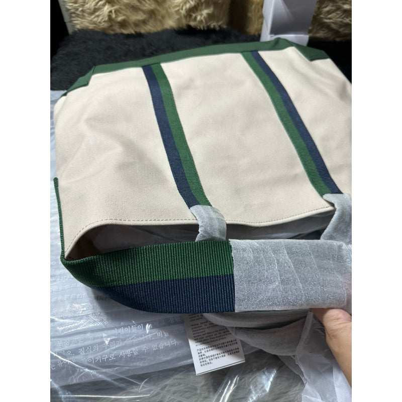 LCT Large Shopper Tote Bag Crocodile Print Green/Beige