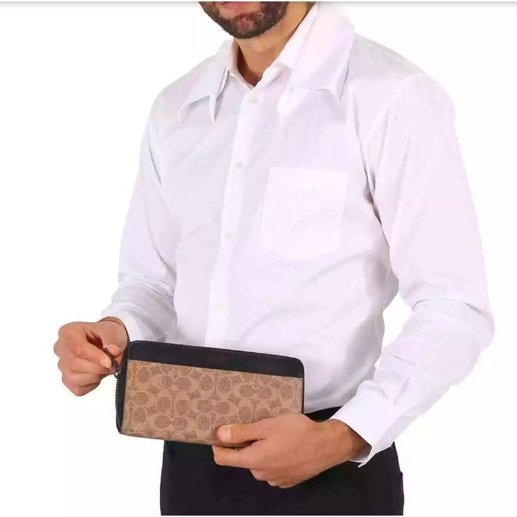 ORIG & IMPORTED CCH Retail Long Zip Around Wallet for Men Khaki Black