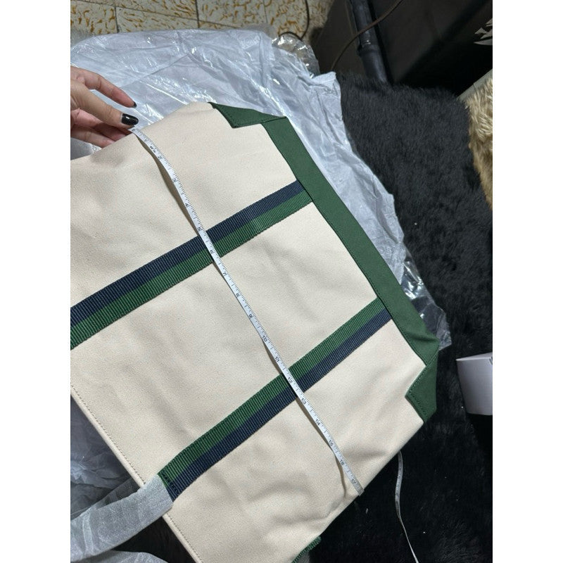LCT Large Shopper Tote Bag Crocodile Print Green/Beige