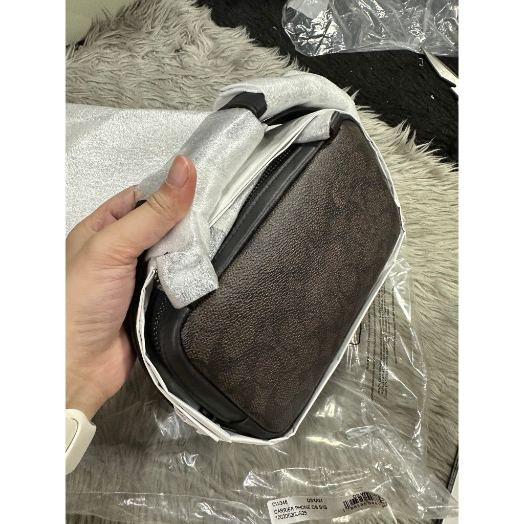 ORIG & IMPORTED CCH Carrier Phone Crossbody In Signature Canvas Small Bag Brown Walnut