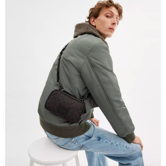 ORIG & IMPORTED CCH Carrier Phone Crossbody In Signature Canvas Small Bag Brown Walnut