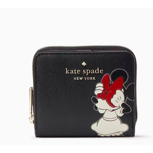 ORIG & IMPORTED KS Minnie Mouse Zip Around Small Wallet Black