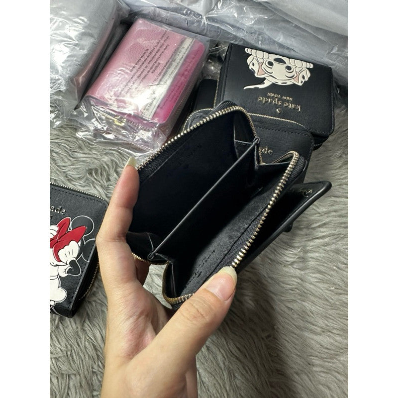 ORIG & IMPORTED KS Minnie Mouse Zip Around Small Wallet Black