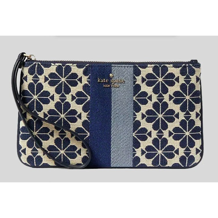 ORIG & IMPORTED KS Everything Spade Flower Jacquard Medium Wristlet Wallet Blue