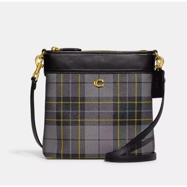 ORIG & IMPORTED CCH Kitt Messenger Crossbody Bag With Plaid Print Slim Black