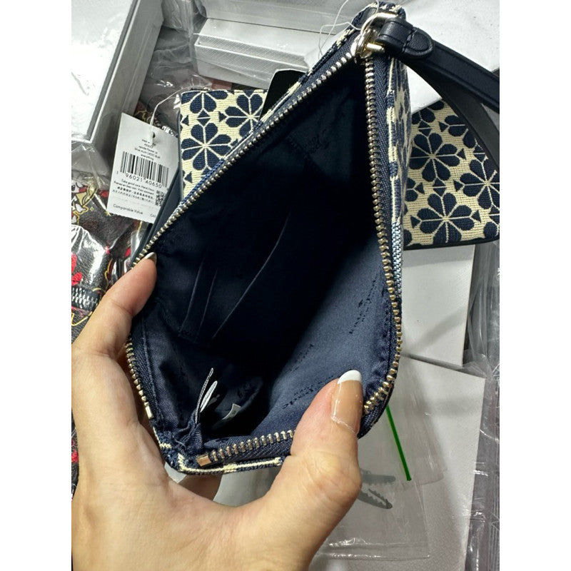 ORIG & IMPORTED KS Everything Spade Flower Jacquard Medium Wristlet Wallet Blue