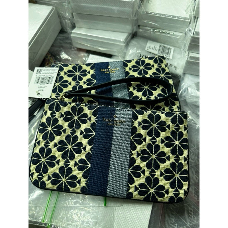 ORIG & IMPORTED KS Everything Spade Flower Jacquard Medium Wristlet Wallet Blue