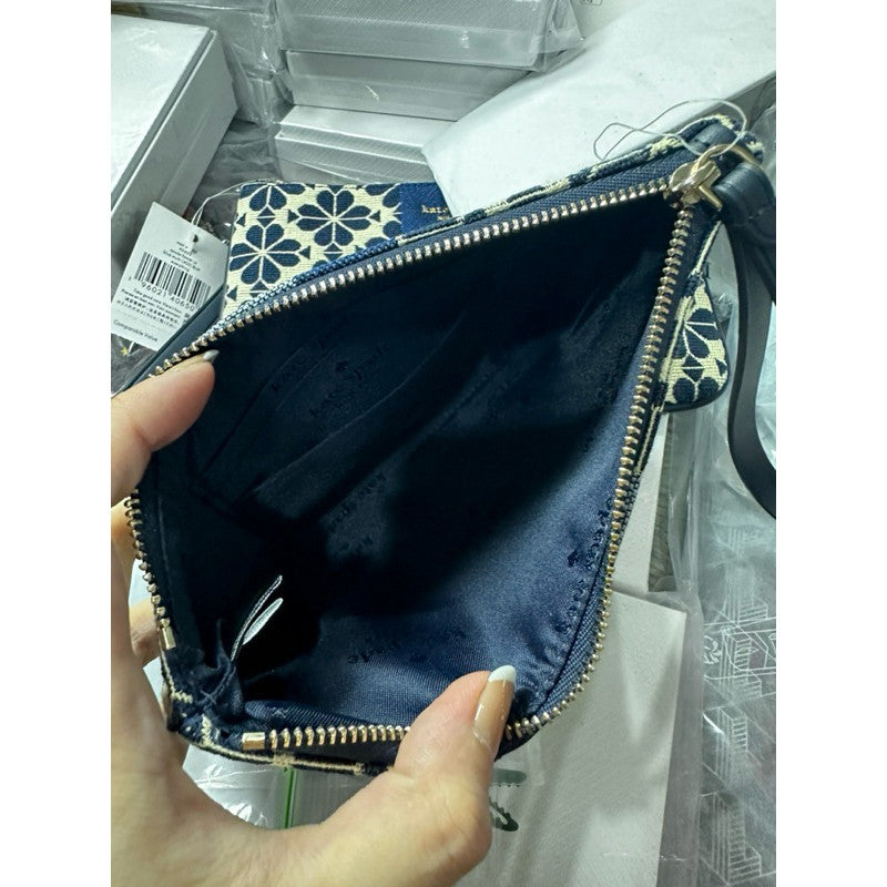ORIG & IMPORTED KS Everything Spade Flower Jacquard Medium Wristlet Wallet Blue