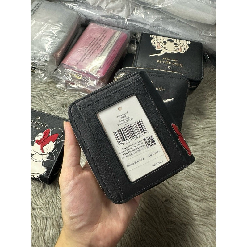 ORIG & IMPORTED KS Minnie Mouse Zip Around Small Wallet Black