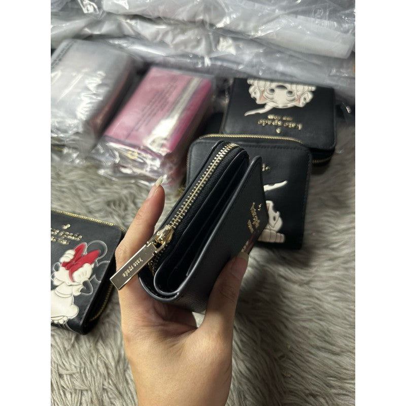 ORIG & IMPORTED KS Minnie Mouse Zip Around Small Wallet Black