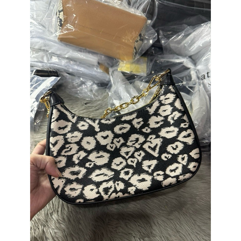 ORIG & IMPORTED MK Cora Medium Leopard Black Multi Shoulder Bag Animal Print