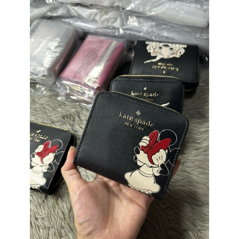 ORIG & IMPORTED KS Minnie Mouse Zip Around Small Wallet Black