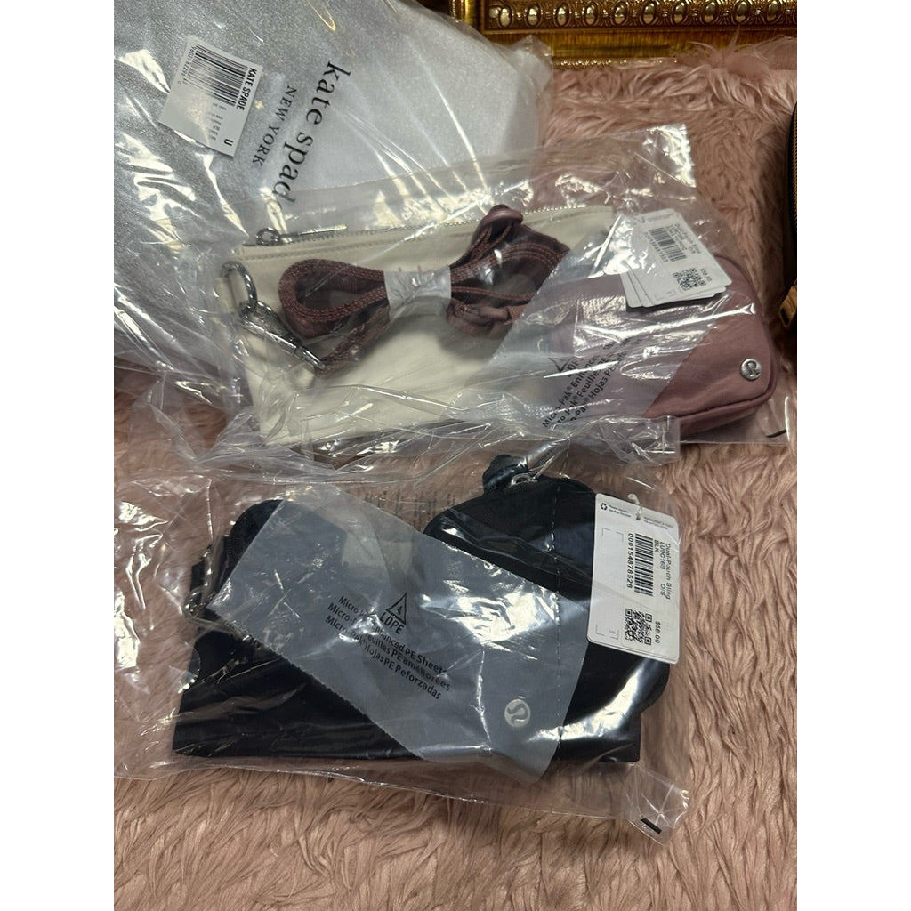ORIG & IMPORTED Lulu Dual-Pouch Sling Small Phone Nylon Bag Black