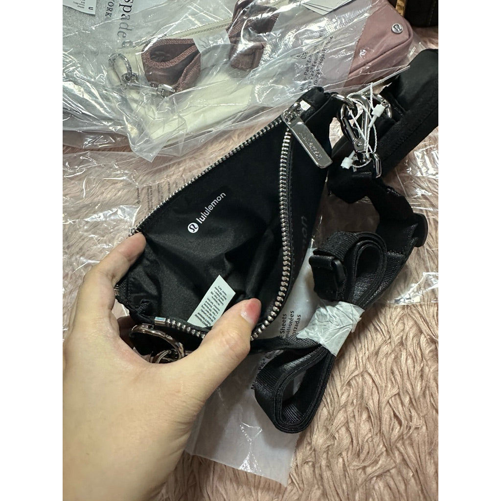 ORIG & IMPORTED Lulu Dual-Pouch Sling Small Phone Nylon Bag Black