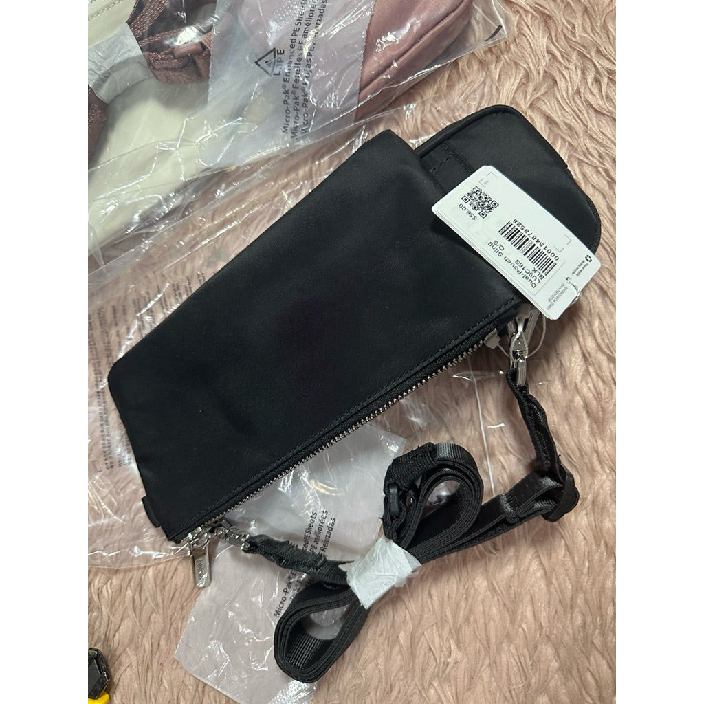 ORIG & IMPORTED Lulu Dual-Pouch Sling Small Phone Nylon Bag Black