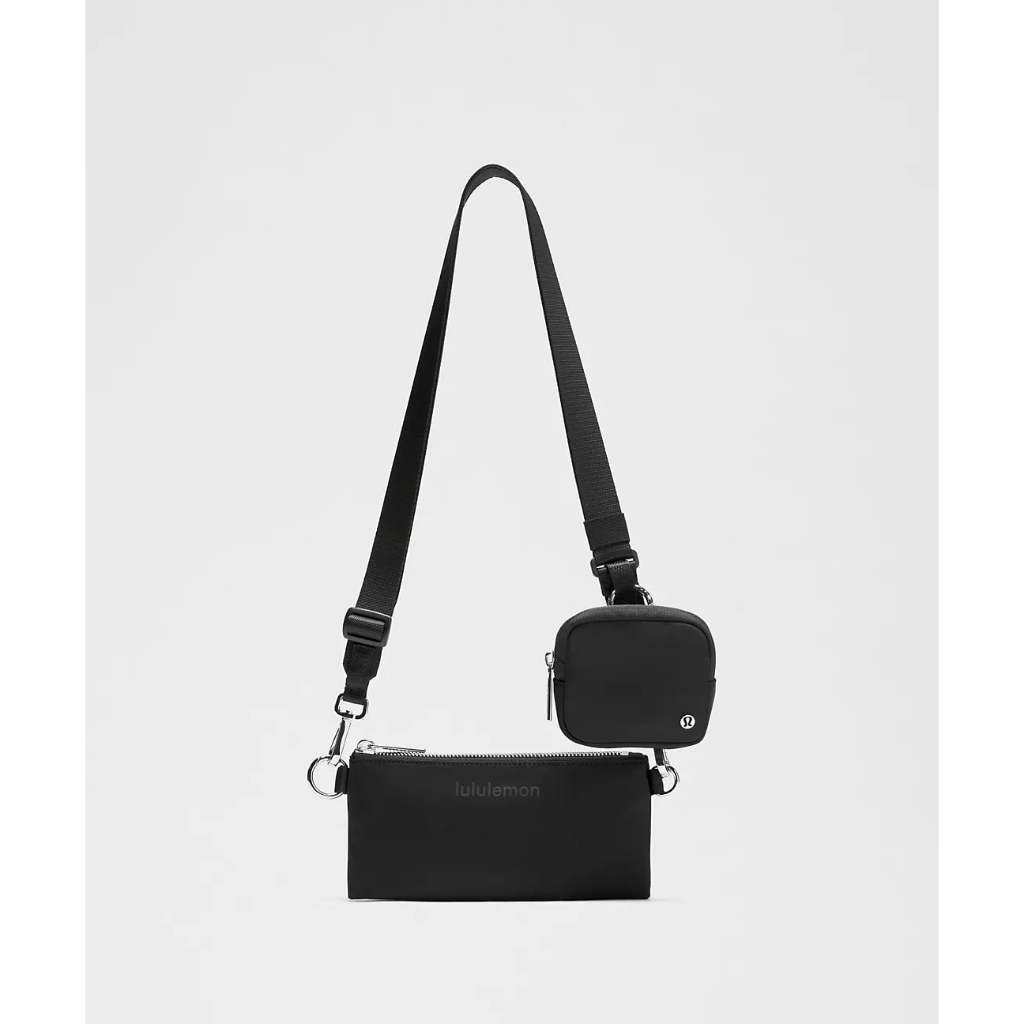ORIG & IMPORTED Lulu Dual-Pouch Sling Small Phone Nylon Bag Black