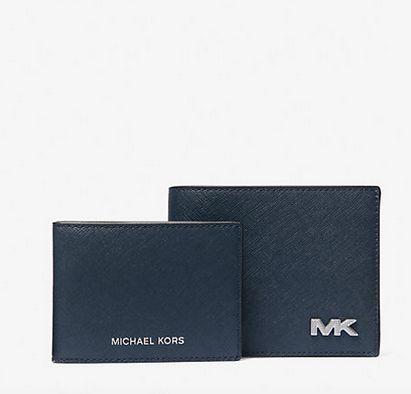 ORIG & IMPORTED MK Rivington Leather Billfold Men's Wallet with Passcase Navy Blue